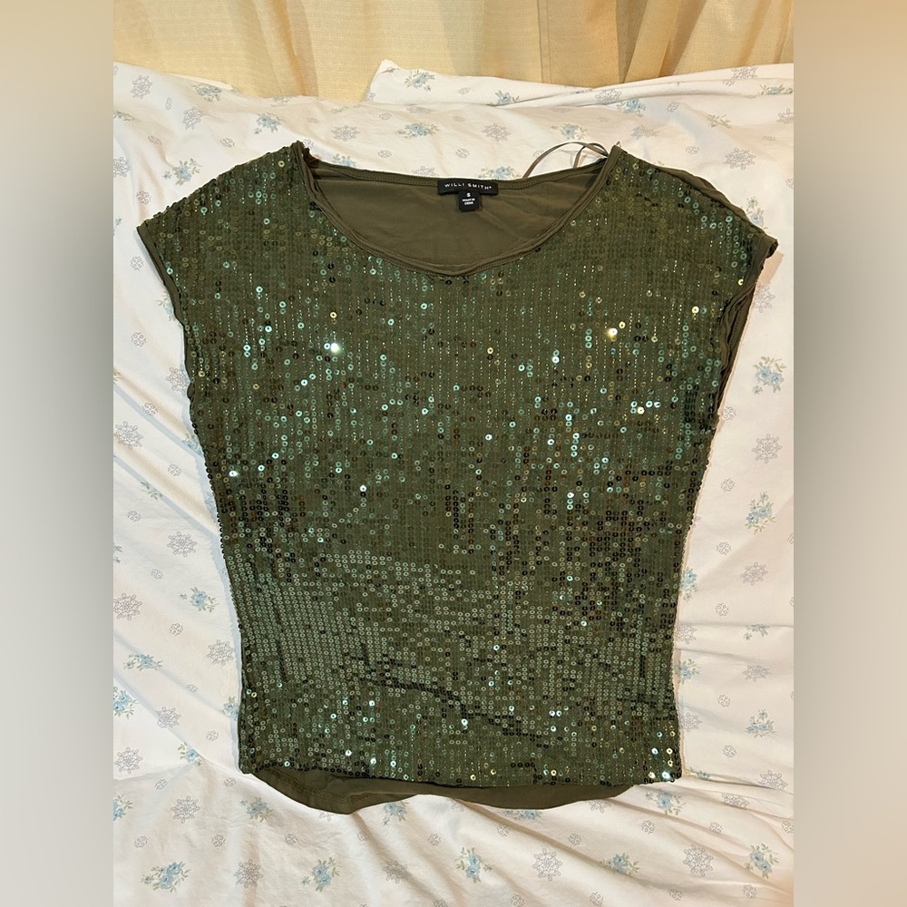 Sequin Army Green Top